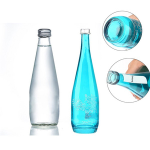 Wholesale transparent crystal unique shape beverage juice mineral water glass bottle