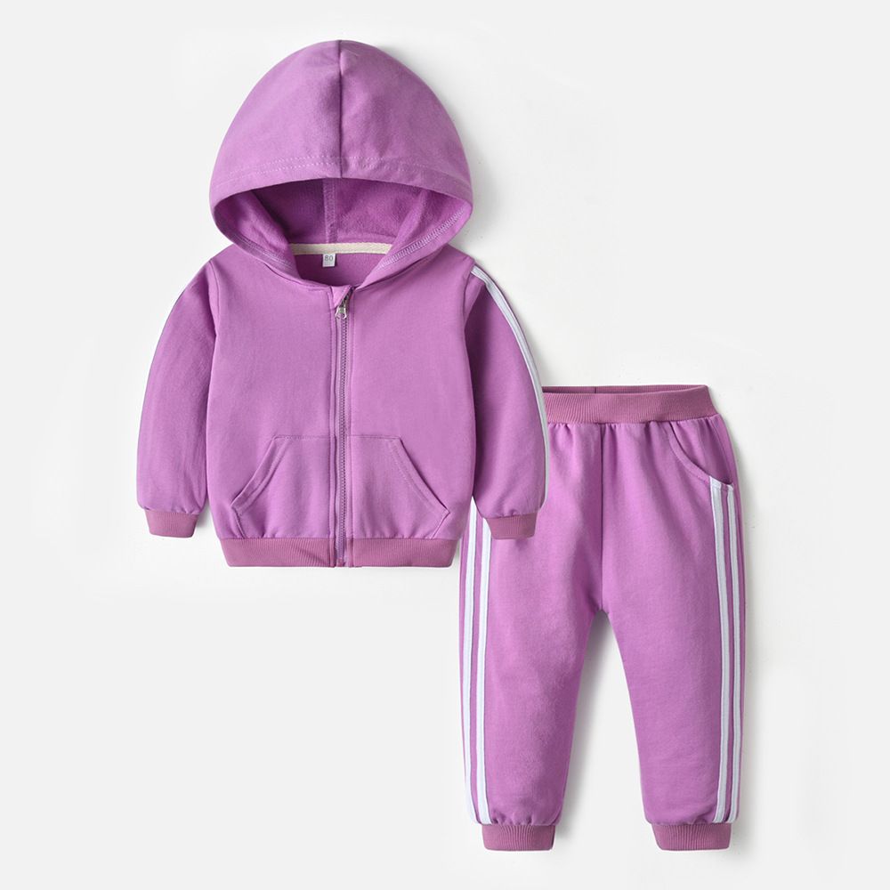 Autumn Winter Kids' Hooded Tracksuit Set, Soft Fleece Zipper Hoodie and Sweatpants, Comfortable Sportswear for Boys and Girls