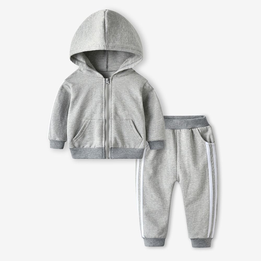 Autumn Winter Kids' Hooded Tracksuit Set, Soft Fleece Zipper Hoodie and Sweatpants, Comfortable Sportswear for Boys and Girls