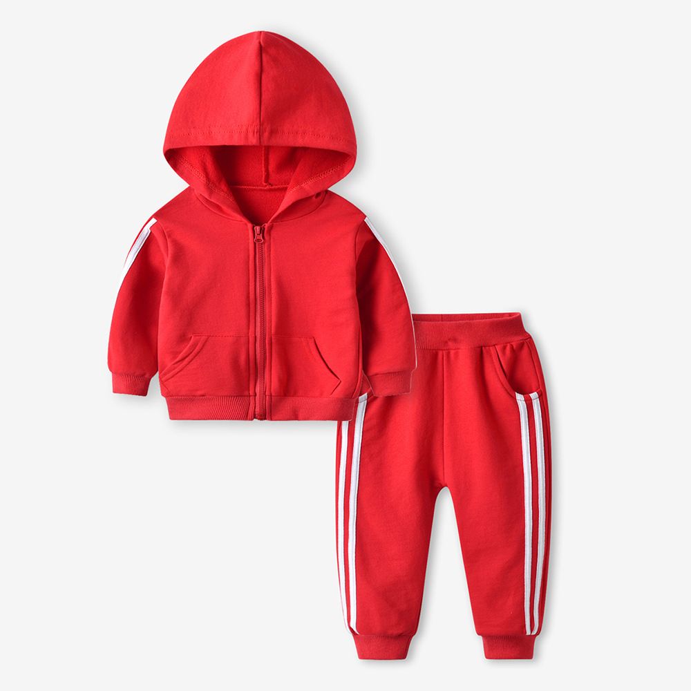 Autumn Winter Kids' Hooded Tracksuit Set, Soft Fleece Zipper Hoodie and Sweatpants, Comfortable Sportswear for Boys and Girls