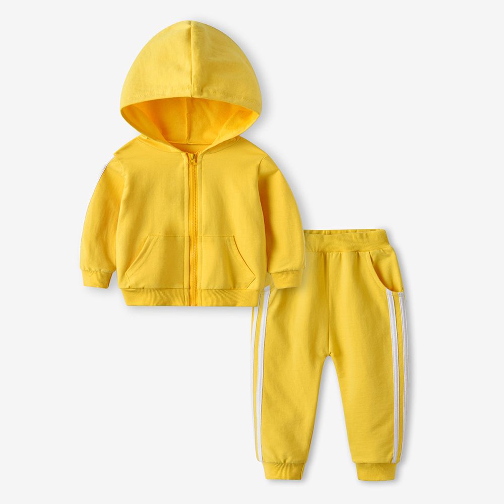 Autumn Winter Kids' Hooded Tracksuit Set, Soft Fleece Zipper Hoodie and Sweatpants, Comfortable Sportswear for Boys and Girls