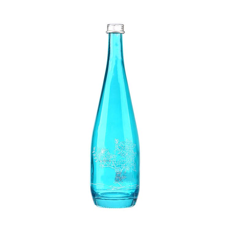 Wholesale transparent crystal unique shape beverage juice mineral water glass bottle