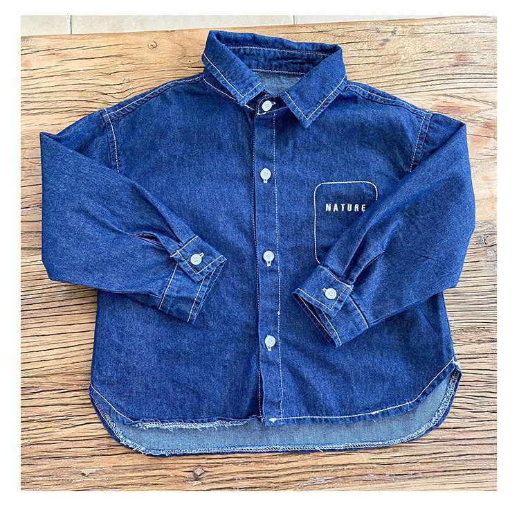 Girl's denim dress, siblings' autumn outfit, children's fashion 2024 new style, spring and autumn baby boy's shirt jacket