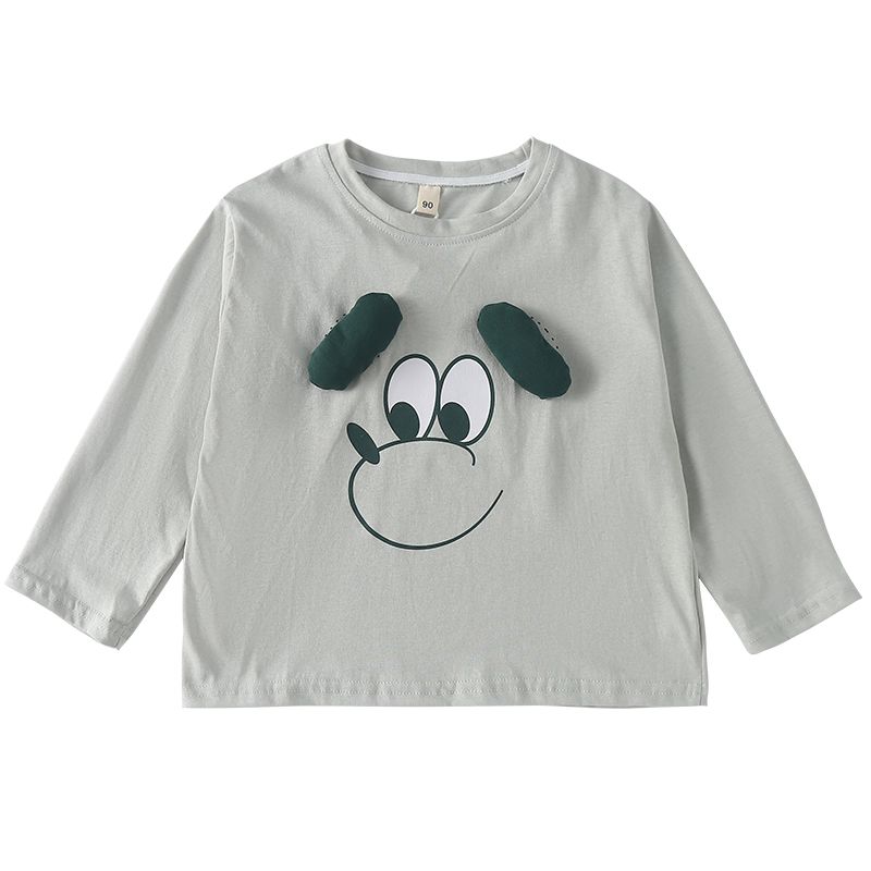 Children's long sleeved T-shirt, pure cotton, boys' autumn clothing, loose fitting, girls' spring and autumn baby cartoon top