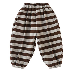 Children's sports pants, girls' striped casual pants, boys' autumn clothing, 2024 new spring and autumn loose baby sweatpants