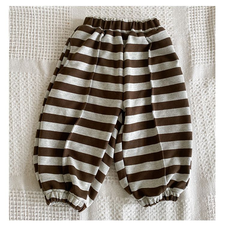 Children's sports pants, girls' striped casual pants, boys' autumn clothing, 2024 new spring and autumn loose baby sweatpants