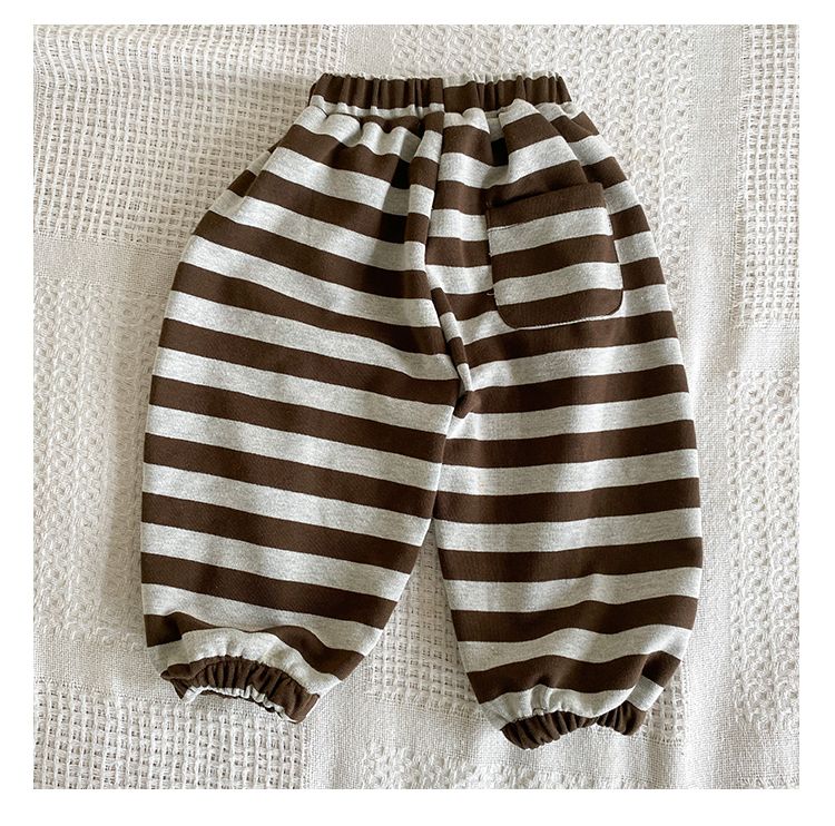 Children's sports pants, girls' striped casual pants, boys' autumn clothing, 2024 new spring and autumn loose baby sweatpants