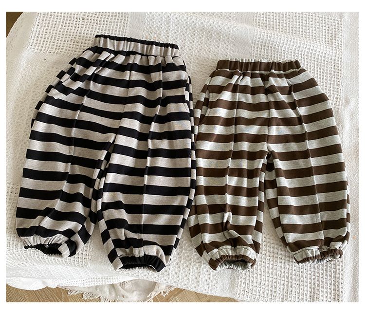 Children's sports pants, girls' striped casual pants, boys' autumn clothing, 2024 new spring and autumn loose baby sweatpants