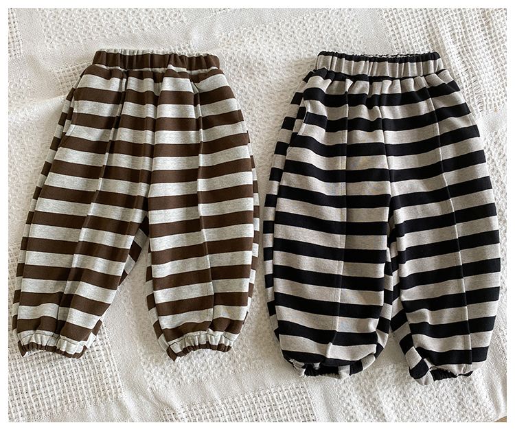 Children's sports pants, girls' striped casual pants, boys' autumn clothing, 2024 new spring and autumn loose baby sweatpants