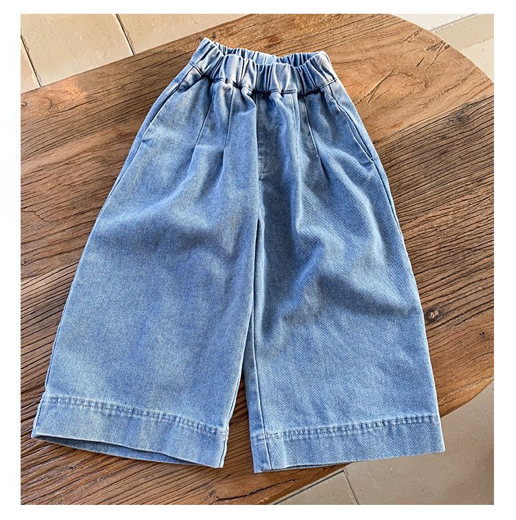 Children's wide leg jeans, boys' autumn clothing, girls' loose casual pants, 2024 new spring and autumn baby pants