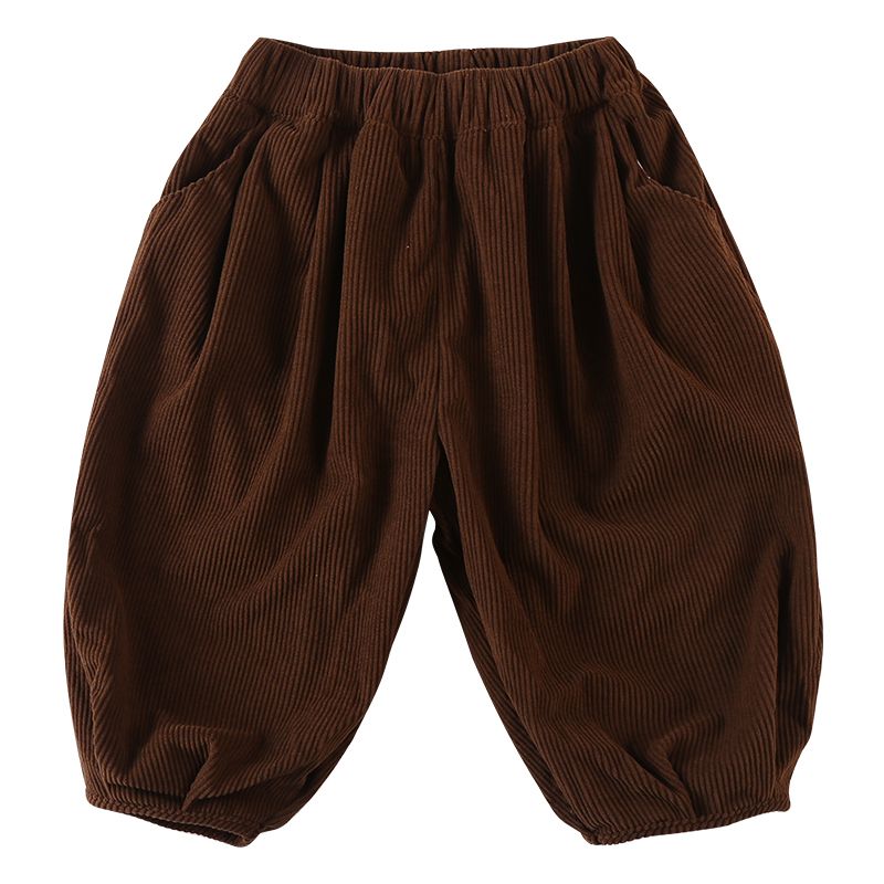 Children's corduroy lantern pants loose men's autumn clothes 2024 new spring and autumn baby and girl's long pants