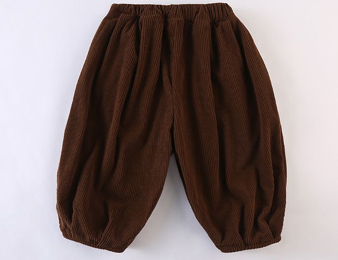 Children's corduroy lantern pants loose men's autumn clothes 2024 new spring and autumn baby and girl's long pants