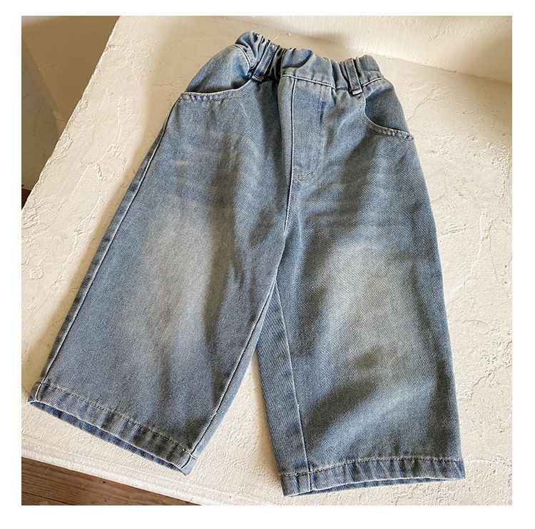 Children's wide leg jeans, boys' autumn clothing, girls' casual straight leg pants, new spring and autumn baby pants