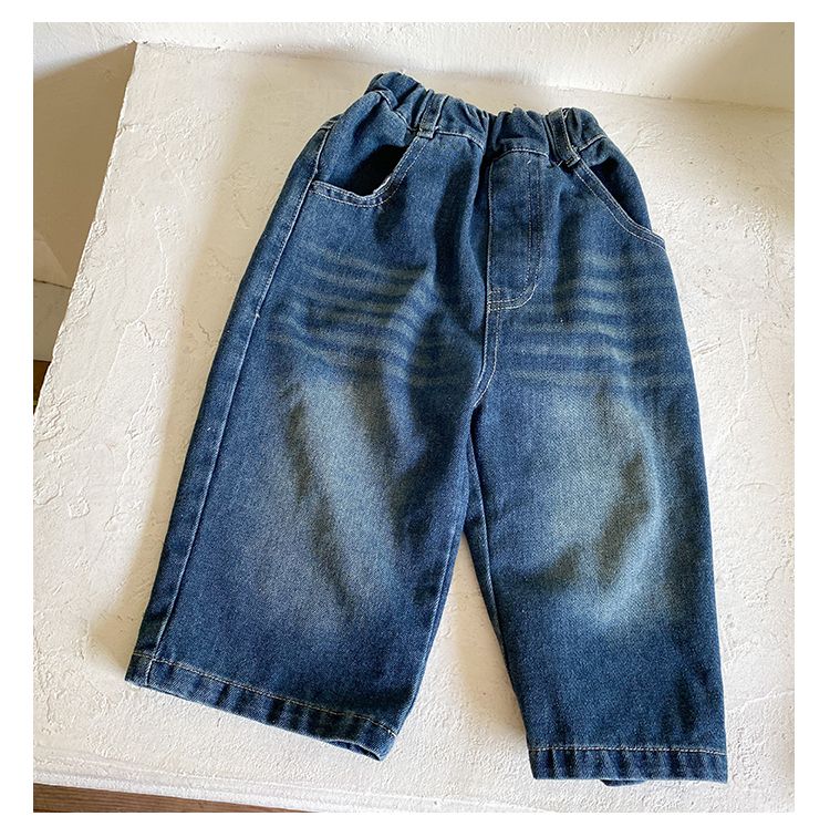 Children's wide leg jeans, boys' autumn clothing, girls' casual straight leg pants, new spring and autumn baby pants