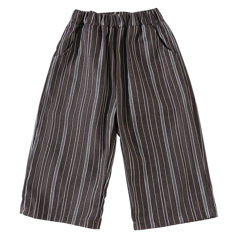 Children's wide leg pants with loose stripes, girls' autumn clothes, spring and autumn boys' straight leg casual pants