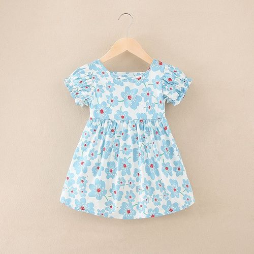 Princess Dress 2024 Summer New Floral Pattern Garden Korean Dress Baby Girl Dress for children