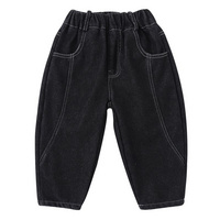Children's denim pants with integrated velvet and thickened men's clothing 2024 new autumn and winter girls' casual baby pants