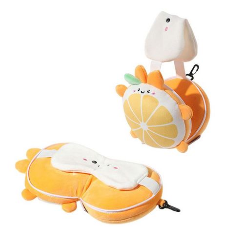 Personal Customization Adorable Dragon Fruit Hamburger Plush U-shaped Pillow with Eye Mask for Travel