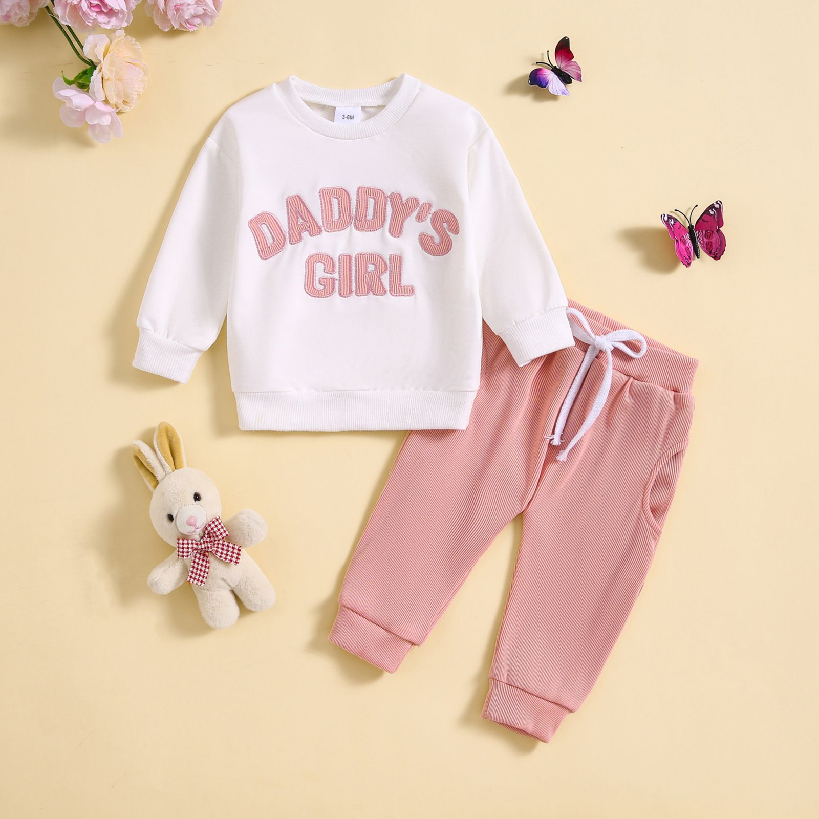 Autumn/Winter New Girls' Letter Print Sweatshirt Two-Piece Set, Kids' Fashionable Casual Simple Tracksuit