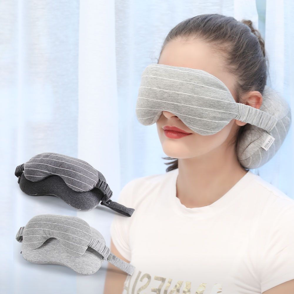 Custom Food-Grade Microbead Memory Cotton Jersey Eye Mask Neck Pillow Convenient For Travel