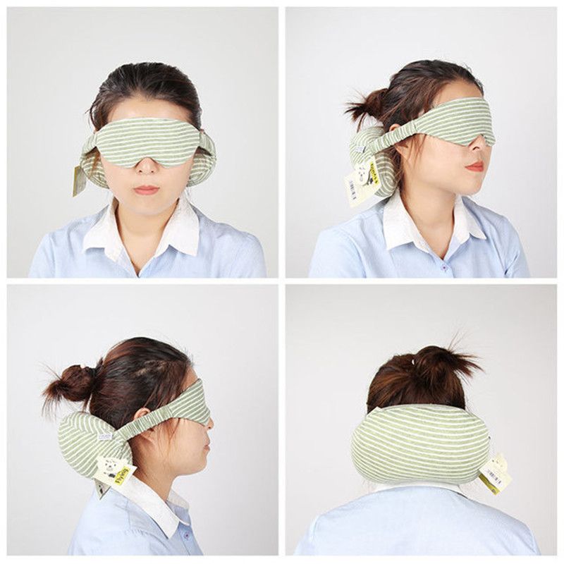 Custom Food-Grade Microbead Memory Cotton Jersey Eye Mask Neck Pillow Convenient For Travel