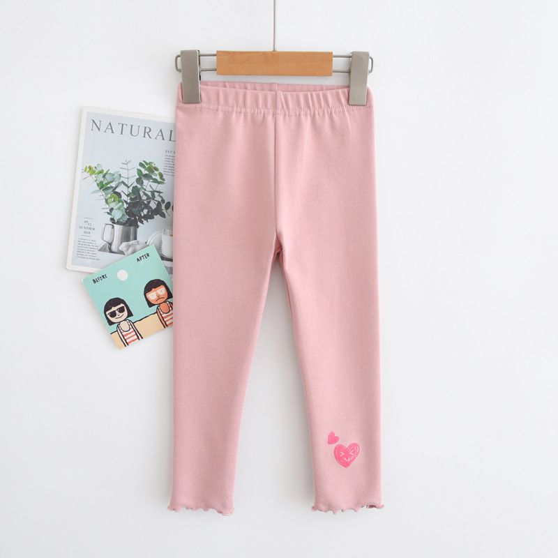 Autumn Girls' Long Pants Heart Print Leggings Casual Cute Everyday Multi-Color Soft Stretchy Pants