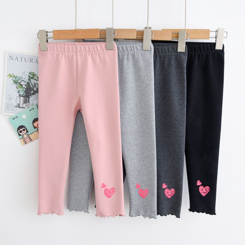 Autumn Girls' Long Pants Heart Print Leggings Casual Cute Everyday Multi-Color Soft Stretchy Pants