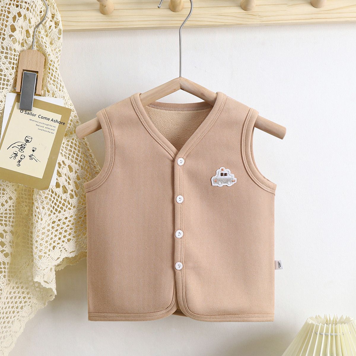 Children's New Autumn and Winter Thickened Fleece-Lined Warm Vest Baby Cotton Cardigan Layering Jacket