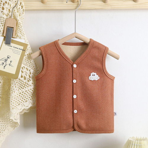 Children's New Autumn and Winter Thickened Fleece-Lined Warm Vest Baby Cotton Cardigan Layering Jacket