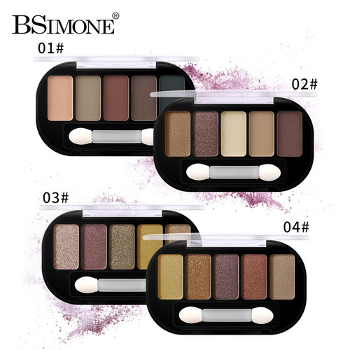 Five-color pearlescent eye shadow long-lasting three-dimensional natural portable ins Raw eye shadow palette OEM ODM