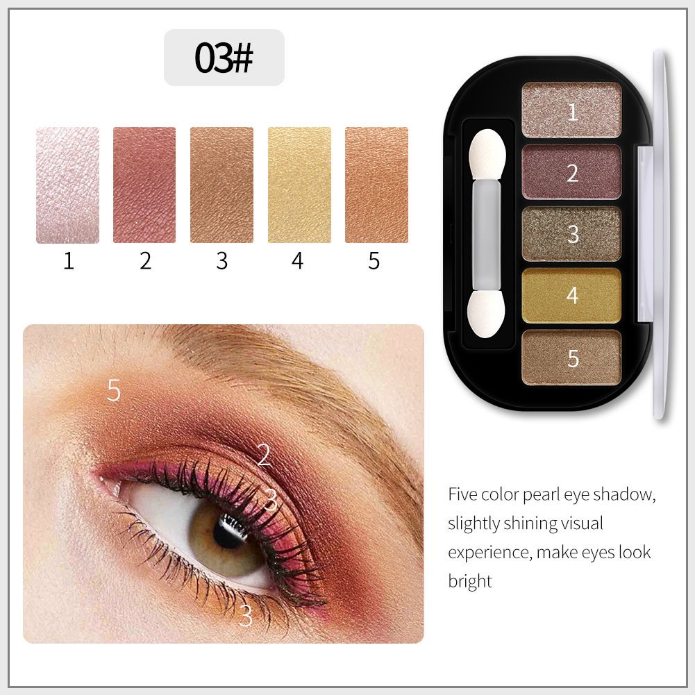 Five-color pearlescent eye shadow long-lasting three-dimensional natural portable ins Raw eye shadow palette OEM ODM