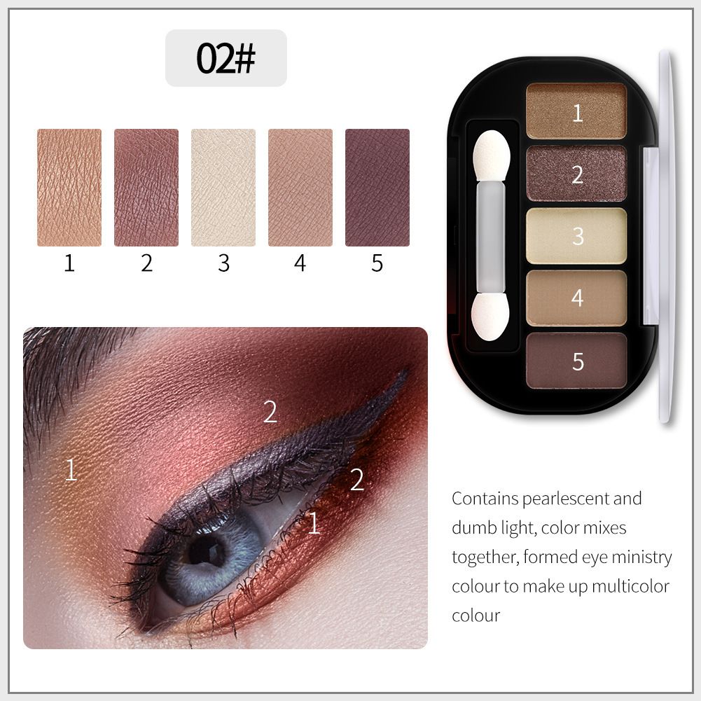 Five-color pearlescent eye shadow long-lasting three-dimensional natural portable ins Raw eye shadow palette OEM ODM