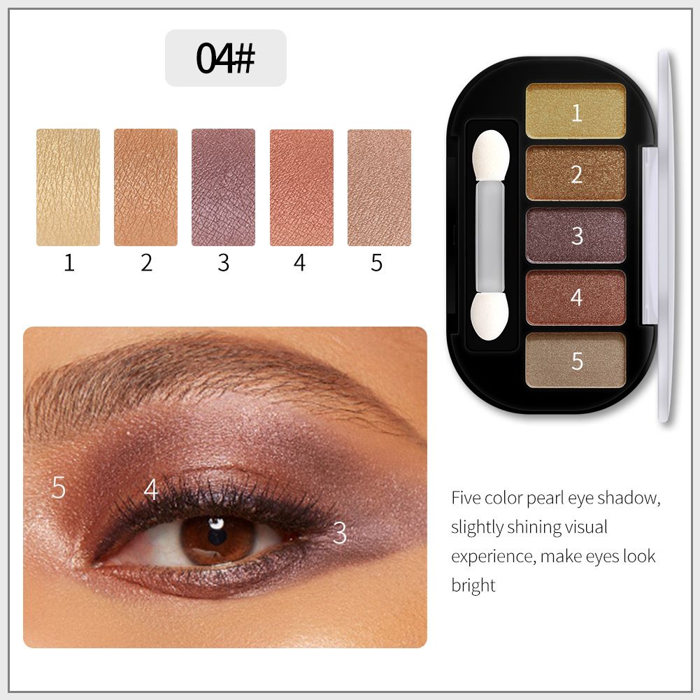 Five-color pearlescent eye shadow long-lasting three-dimensional natural portable ins Raw eye shadow palette OEM ODM