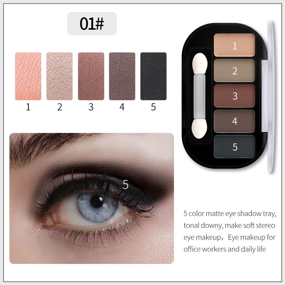 Five-color pearlescent eye shadow long-lasting three-dimensional natural portable ins Raw eye shadow palette OEM ODM