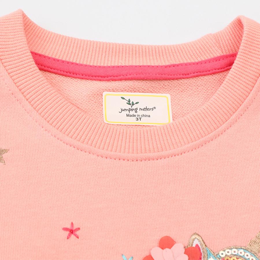 Autumn Winter Girls' Pink Unicorn Embroidered Sweatshirt - Cozy, Fashionable, and Cute Long-Sleeve Top for Everyday Wear