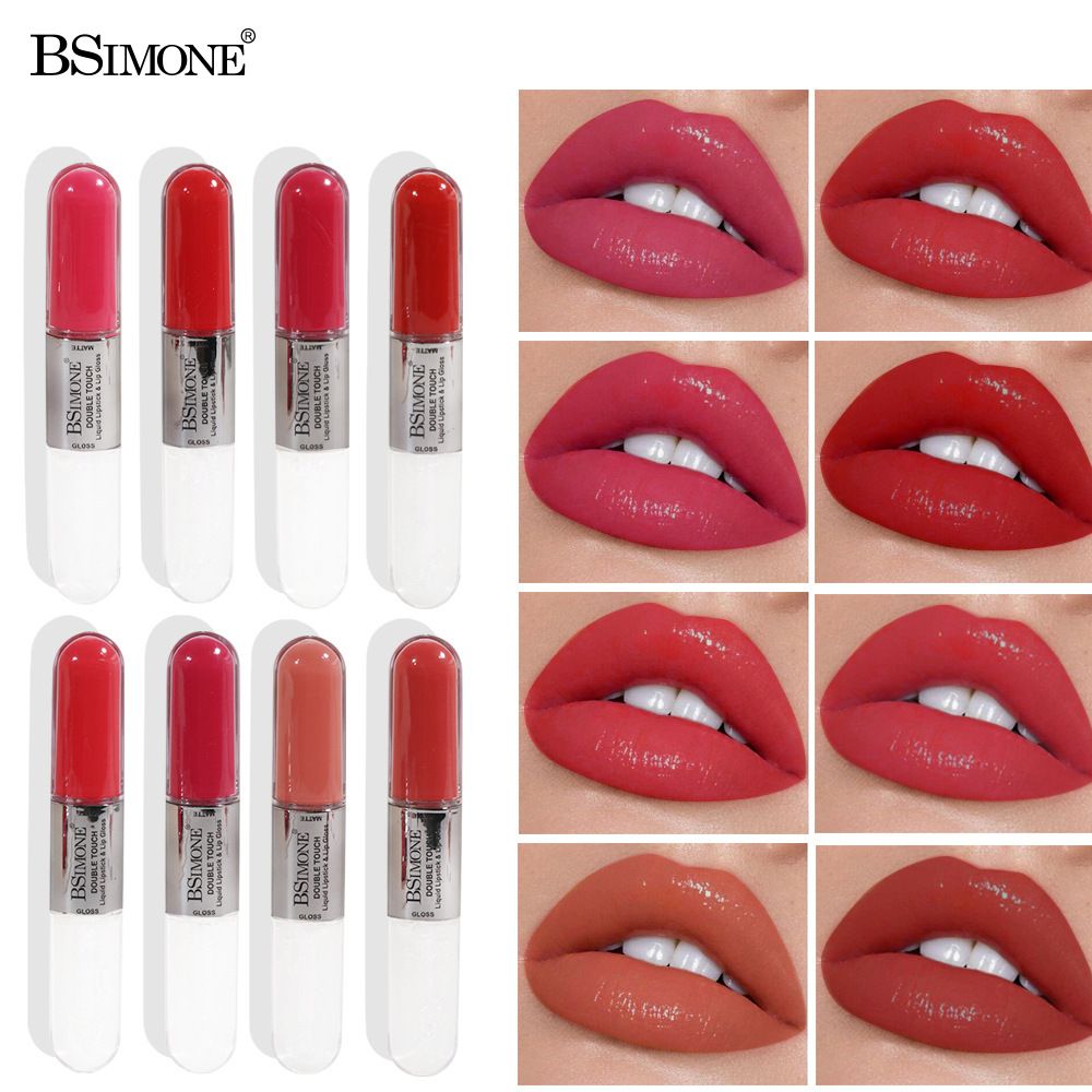 BSIMONE Double-ended Lip Glaze Water-Glossy Transparent Glitter Matte No Transfer Lip Gloss OEM ODM