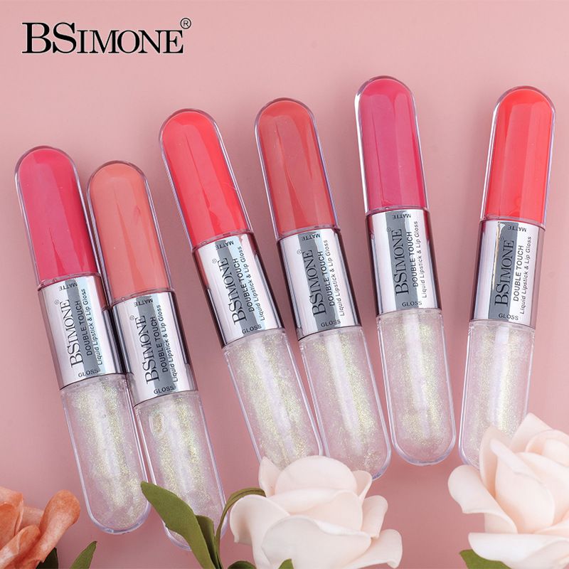 BSIMONE Double-ended Lip Glaze Water-Glossy Transparent Glitter Matte No Transfer Lip Gloss OEM ODM