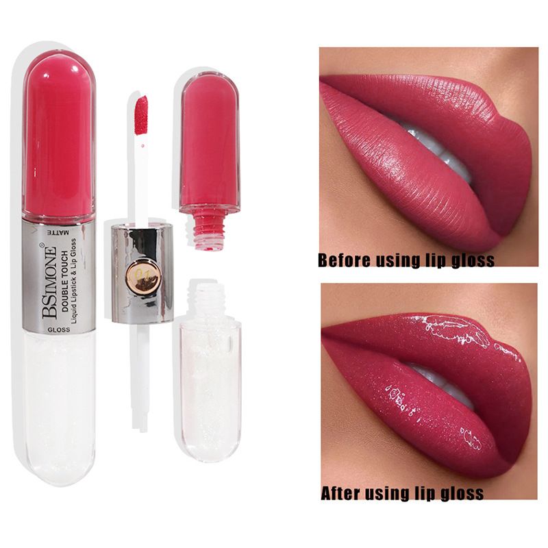 BSIMONE Double-ended Lip Glaze Water-Glossy Transparent Glitter Matte No Transfer Lip Gloss OEM ODM