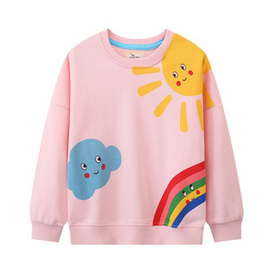 Autumn and Spring Cartoon Print Girls' Long-Sleeve Sweatshirt, Soft and Comfortable, Skin-Friendly Cotton Girls' Top