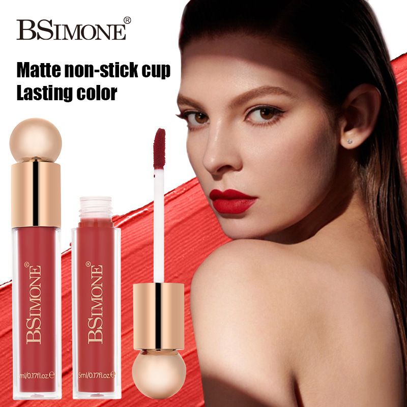 BSIMONE 6 Colors Waterproof No Transfer Lip Glaze Moisturizing Velvet Matte Long Lasting Lip Gloss OEM ODM