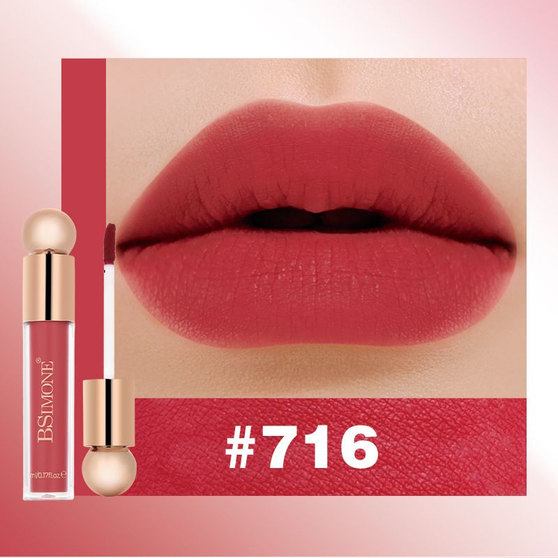 BSIMONE 6 Colors Waterproof No Transfer Lip Glaze Moisturizing Velvet Matte Long Lasting Lip Gloss