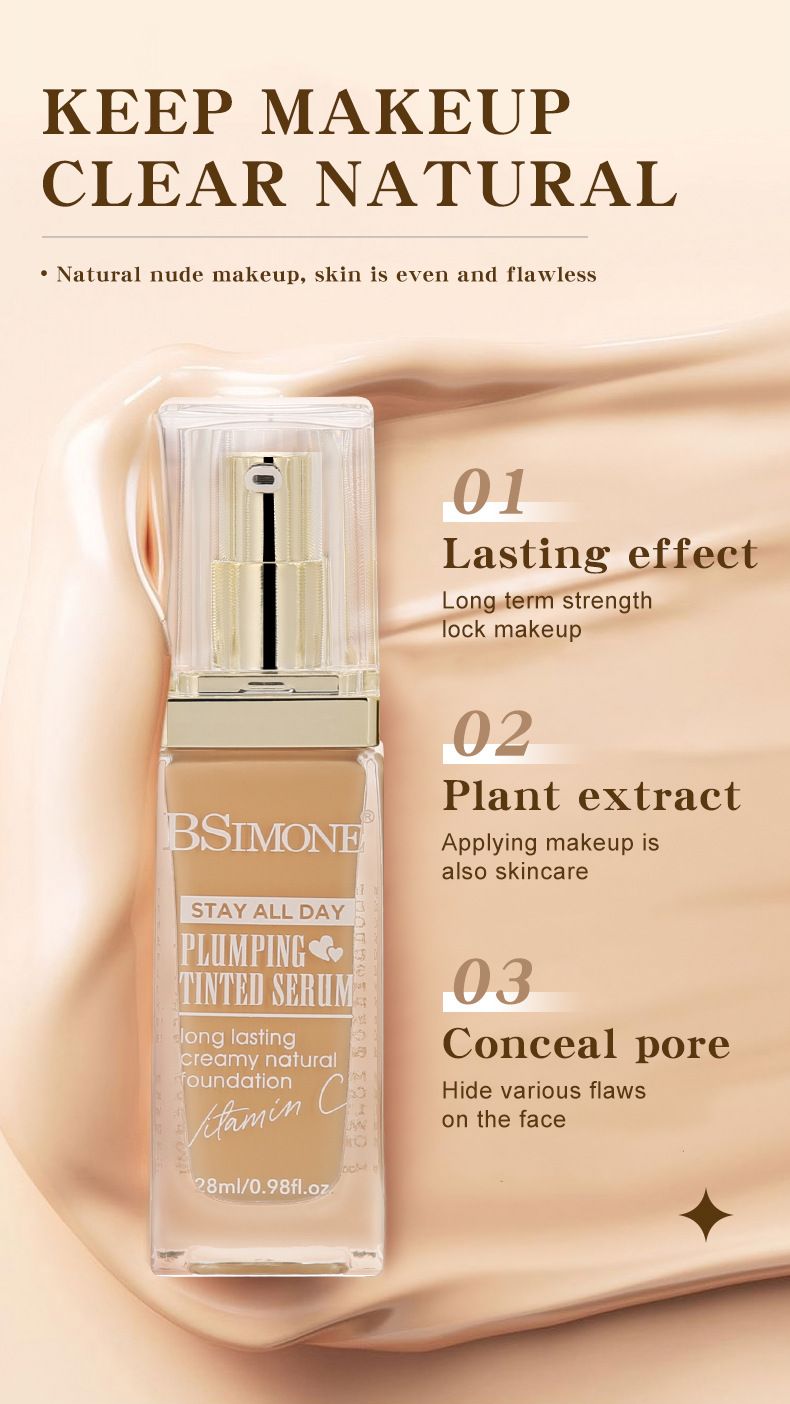 28ml Concealer Long-lasting Makeup Moisture Liquid Foundation Waterproof, Anti-sweat Dry Skin Powder Non-sticking Foundation