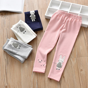 New Girls' Spring and Autumn Cartoon Everyday Printed Leggings, Cute Bunny and Cat Decoration, Casual Warm Long Pants