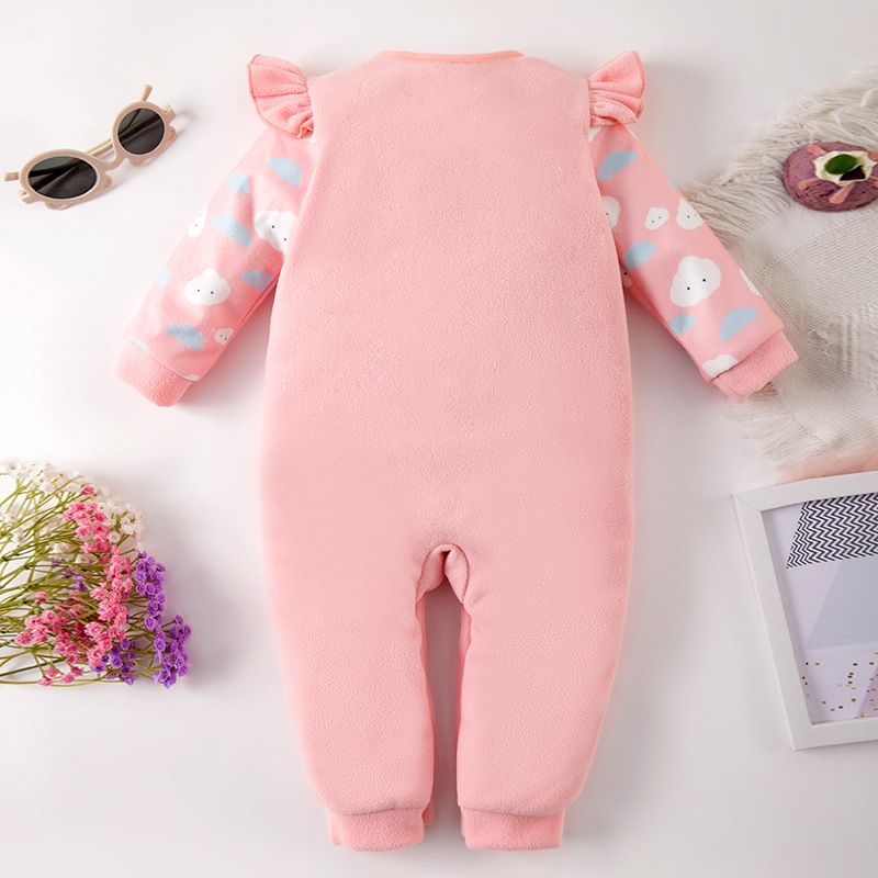 Autumn and Winter Baby Romper, Long-Sleeve, Cute Daily Wear with Rainbow Print, Warm Baby Jumpsuit