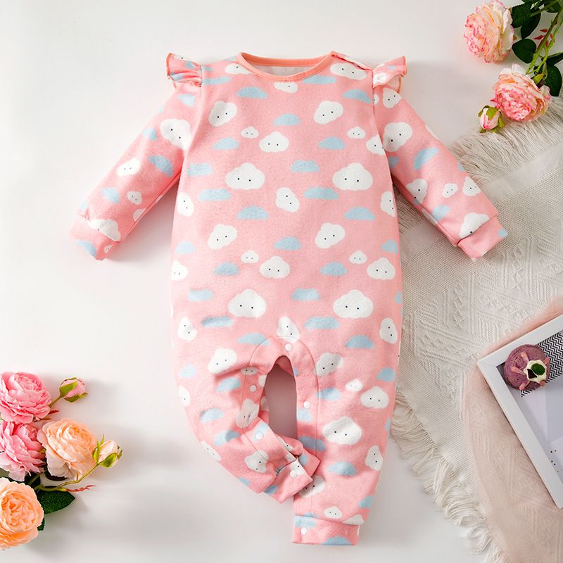 Autumn and Winter Baby Romper, Long-Sleeve, Cute Daily Wear with Rainbow Print, Warm Baby Jumpsuit