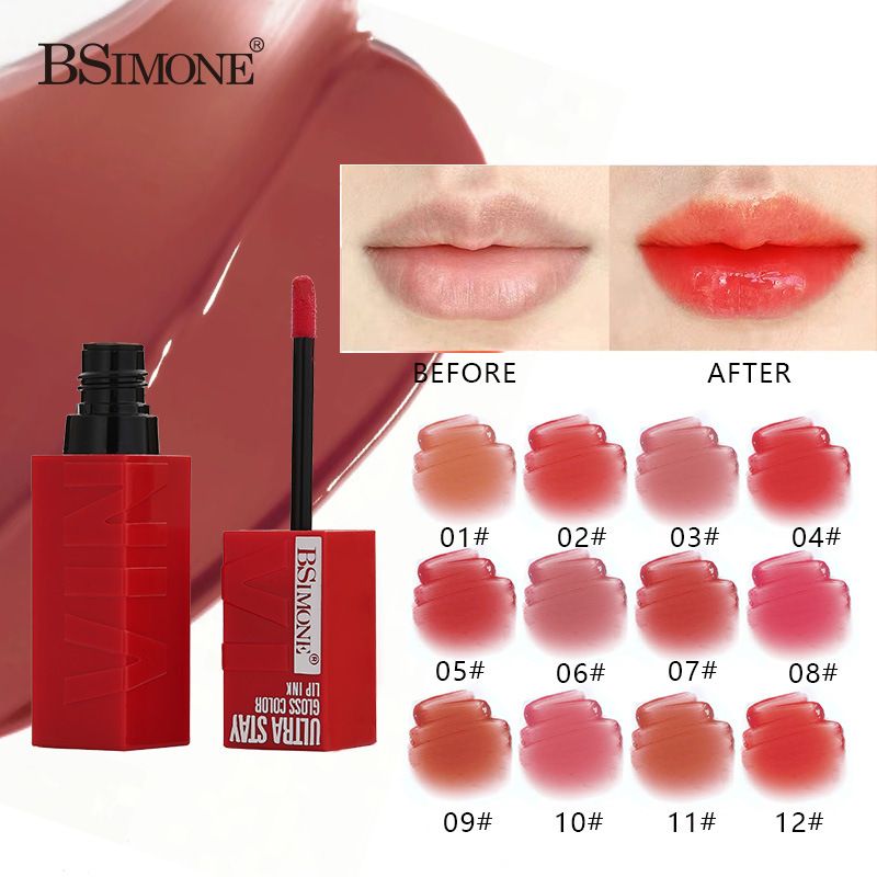 BSIMONE 12 colors Water-gloss Lip Glaze, Moisturizing, Lipstick For Pouty Lip Gloss Wholesale