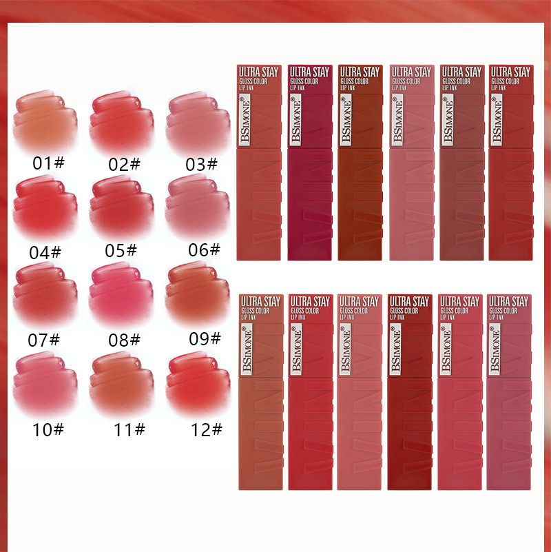 BSIMONE 12 colors Water-gloss Lip Glaze, Moisturizing, Lipstick For Pouty Lip Gloss Wholesale