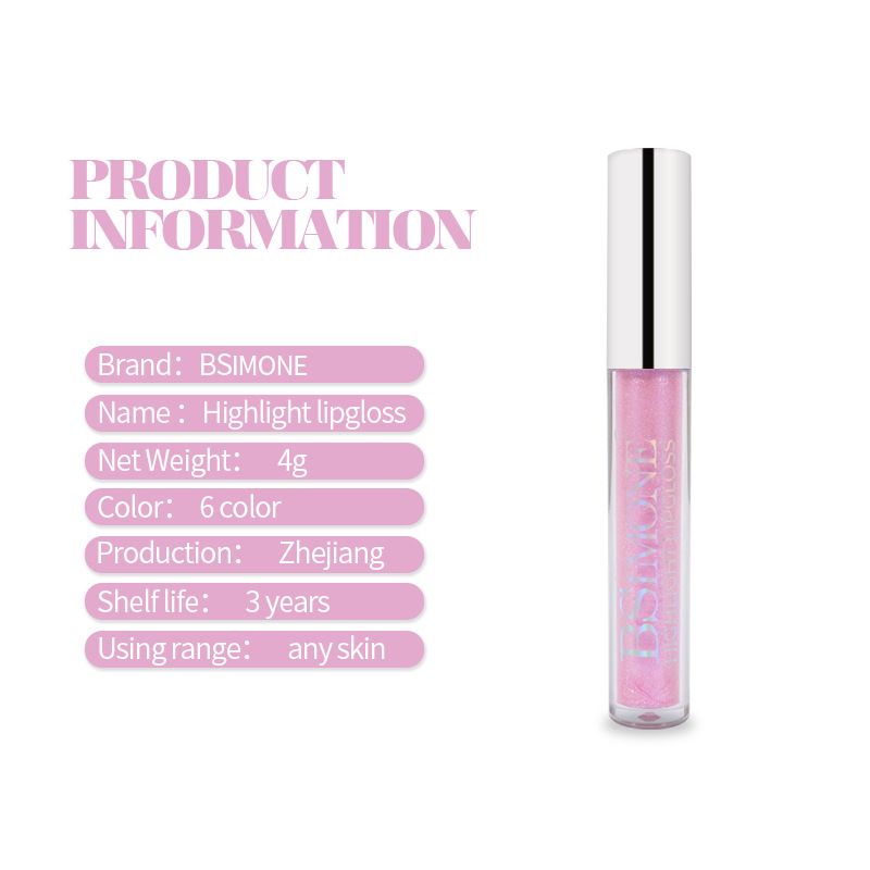 Pearlescent moisturizing lip gloss, fine shimmering water gloss for pouty lips Transparent lip glaze