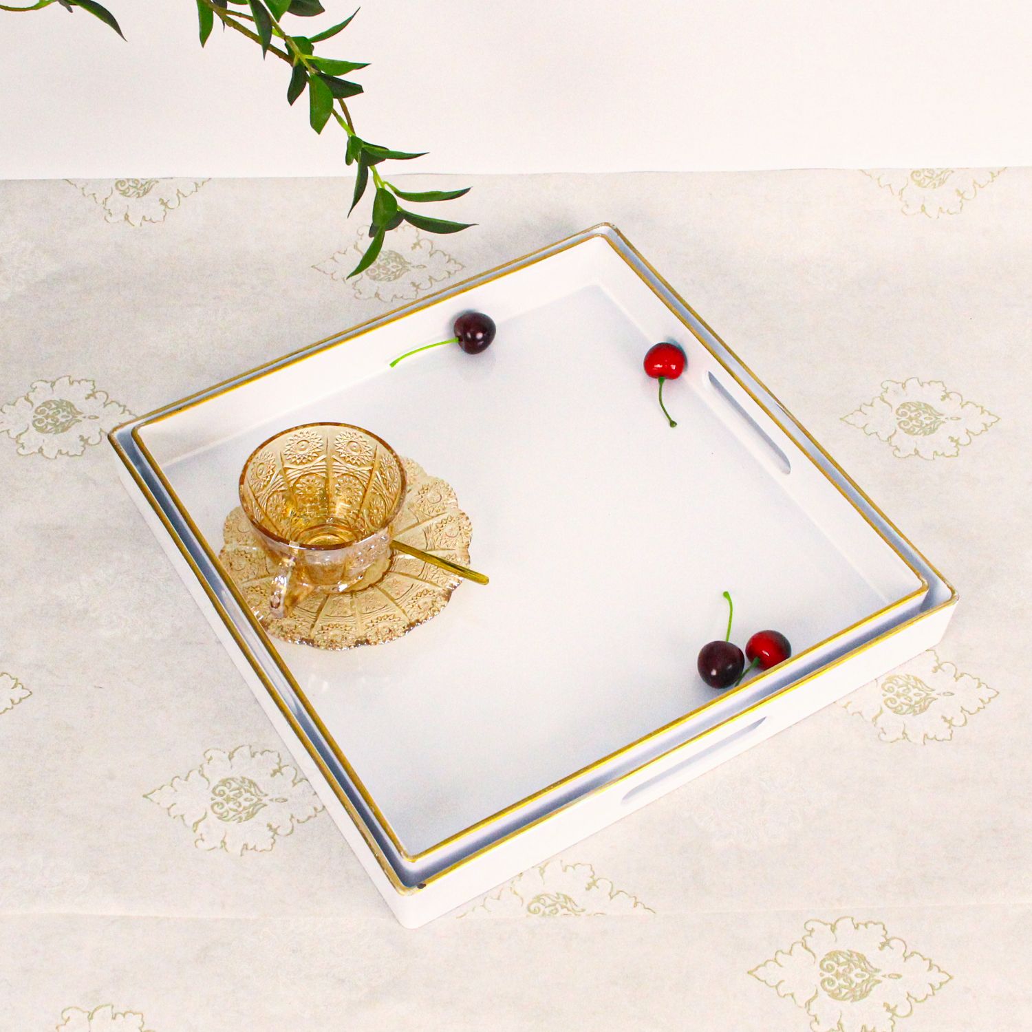 Modern Rectangular Plastic Tray for Home and Office Use Decorative Serving Tray Food and drink serving tray