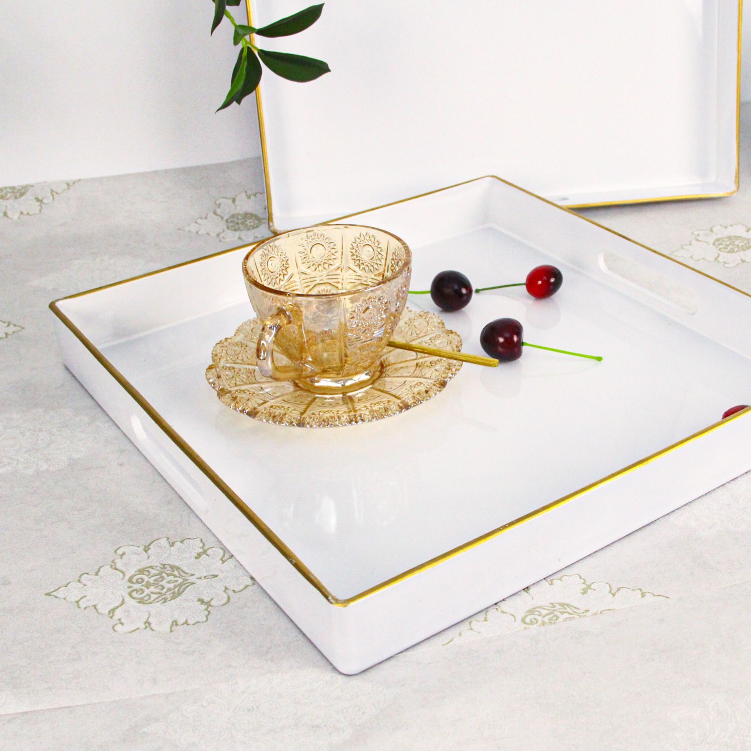 Modern Rectangular Plastic Tray for Home and Office Use Decorative Serving Tray Food and drink serving tray